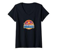 Donna Mykonos Grecia Vacanza Isole greche Vacanza Maglietta con Collo a V