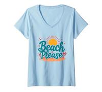 Donna Myrtle Beach Please Vacation Summer Fun Arte costiera Maglietta con Collo a V, Celeste, XXL