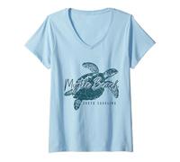 Donna Myrtle Beach South Carolina Sea Turtle Surfer Vintage Surf Maglietta con Collo a V