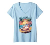 Donna Myrtle Beach Vacation Gatto Vacay Travel Funny Mom Maglietta con Collo a V