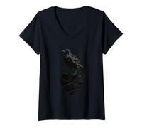 Donna Mystical Raven Tree Gothic Dark Estetic Fantasy Art Donna Maglietta con Collo a V