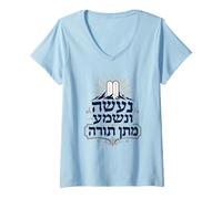 Donna Na'aseh VeNishma Matan Torah Dare della Torah Maglietta con Collo a V