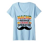 Donna Nacho Average Crane Operator Sombrero Beard Cinco de Mayo Maglietta con Collo a V