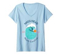 Donna Nags Head North Carolina Surf Souvenir Maglietta con Collo a V