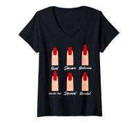 Donna Nail Tech Techniques Nail Boss Nail Polish Art Nail Shapes Maglietta con Collo a V