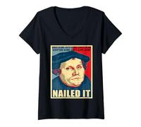 Donna Nailed It Giorno della Riforma Protestante Martin Luterano Maglietta con Collo a V