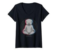 Donna Namaste Pig Mandala Lotus Maiale da meditazione Maglietta con Collo a V