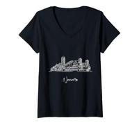 Donna Nanaimo British Columbia Skyline Viaggio Souvenir Cityscape Maglietta con Collo a V