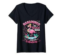 Donna Nanamingo Like A Normal Nana Just More Fabulous Flamingo Maglietta con Collo a V
