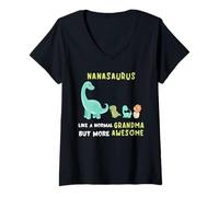 Donna Nanasaurus Come Una Nonna Normale ma Fantastico Dinosauro Carino Maglietta con Collo a V