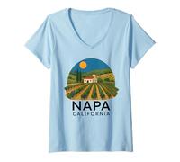 Donna Napa California Wine Country Degustazione Valley Love Retro Grape Maglietta con Collo a V
