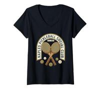 Donna Naples Pickleball Social Club Vintage Maglietta con Collo a V