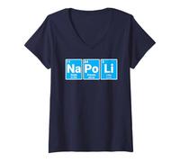 Donna Napoli Chimica Umorismo Nerd Tavola Periodica Scienza Maglietta con Collo a V