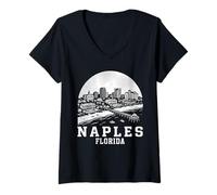 Donna Napoli Città Florida Maglietta con Collo a V