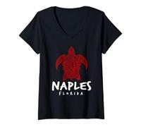 Donna Napoli Florida Sea Turtle Design Naples Beach FL Maglietta con Collo a V