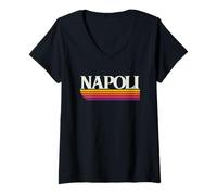 Donna Napoli Italia Retro Graphic - Napoli Campania Italia Maglietta con Collo a V