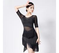 Donna Nappa Abiti per la Danza Rete Latino Stanza da Ballo Manica Corta Tango