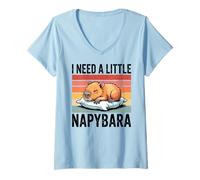 Donna Napybara for Men Women Cute Capybara Sleeping Nap Lover Maglietta con Collo a V
