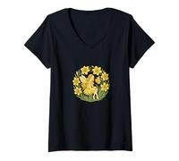 Donna Narciso Fairy Spring Magic Blooming Garden Sprite Maglietta con Collo a V