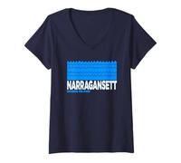 Donna Narragansett RI - Narragansett Rhode Island Aquatic Maglietta con Collo a V