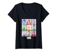 Donna Naruto Shippuden Colorful Retro Pop Art Character Grid Anime Maglietta con Collo a V