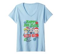 Donna Naruto Shippuden Happy Holidays Team 7 Anime Maglietta con Collo a V