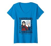 Donna Naruto Shippuden Hashirama & Tobirama Maglietta con Collo a V, Zaffiro, M