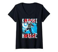 Donna Naruto Shippuden Kakashi Lanciando Lightning Anime Maglietta con Collo a V