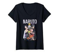 Donna Naruto Shippuden Ninja Group Modern Collage Photo Anime Maglietta con Collo a V
