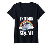 Donna Narvalo Unicorn Squad Cute Fantasy Ocean Animal Maglietta con Collo a V
