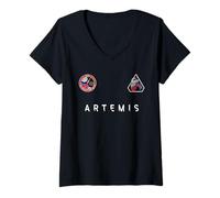 Donna NASA Artemis II Missione Freedom 250 Patch Maglietta con Collo a V