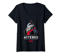 Donna NASA Artemis II Patch Logo To The Moon And Beyond Space Maglietta con Collo a V