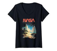 Donna NASA Cape Canaveral Beach Shuttle Lift off Space Program Maglietta con Collo a V
