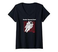 Donna NASA Feelin' Spaced out Astronaut Space Cadet Funny Science Maglietta con Collo a V