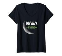Donna NASA - Moon Explore The Universe Maglietta con Collo a V