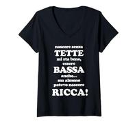 Donna nascere Senza Tette Mi Sta Bene Essere Bassa Anche ma almeno Maglietta con Collo a V