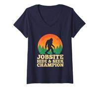 Donna Nascondi & Cerca Il Campione Bigfoot è Un Vero Sasquatch Maglietta con Collo a V