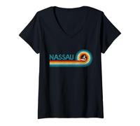 Donna Nassau Bahamas Surf Vintage Beach Surfer Surf Regalo Maglietta con Collo a V