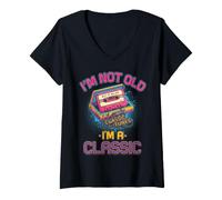 Donna Nastro a Cassetta I'm Not Old I'm A Classic retrò Anni '80 Maglietta con Collo a V
