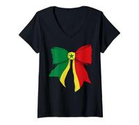 Donna Nastro a Civetta con Bandiera Senegalese del Senegal Pride Maglietta con Collo a V
