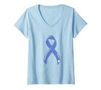 Donna Nastro di consapevolezza del Cancro esofageo Blue Survivor Lotta Chemo Maglietta con Collo a V