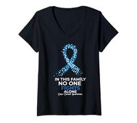 Donna Nastro di Supporto Blu per la consapevolezza del Colon e del Colon Maglietta con Collo a V