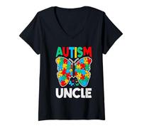 Donna Nastro rompicapo per la consapevolezza dell'autismo Uncle Butterfly Maglietta con Collo a V