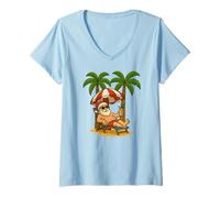 Donna Natale a luglio, Babbo Natale, sedia a sdraio sedia da spiaggia Maglietta con Collo a V