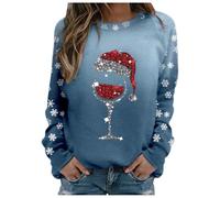 Donna Natale Felpa Girocollo, Felpa Donna Con Stampa Elegant Stampato Senza Cappuccio Pullover Tops Da Natale Manica Lunga Grinch Natale Stampato Sportivo Maglione Natalizio Per Il Tempo Libero