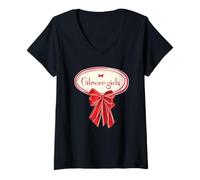Donna Natale Gilmore Girls Bow Maglietta con Collo a V