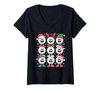 Donna Natale Giocatore di Golf Cappello di Babbo Natale Golfista Maglietta con Collo a V