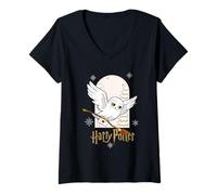 Donna Natale Harry Potter Hedwig Maglietta con Collo a V