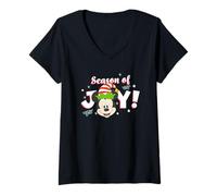 Donna Natale Mickey Mouse Holly Jolly Maglietta con Collo a V