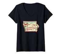 Donna Natale nello Stato Occhio di Falco Festivo Maglietta con Collo a V